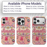 Gummy Bear Rainbow Roller Skate Peach Background Custom Name Protective Phone Case Mobile Cover Durable Everyday Smartphone Shock Resistant