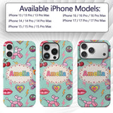 Gummy Bear Rainbow Roller Skate Mint Background Custom Name Protective Phone Case Mobile Cover Durable Everyday Smartphone Shock Resistant