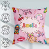 Custom Name Gummy Bear Rainbow Roller Skate Blush Pink Seamless Square Filled Cushion Throw Pillow Sofa Bed Home Decor Zip Washable UK Made