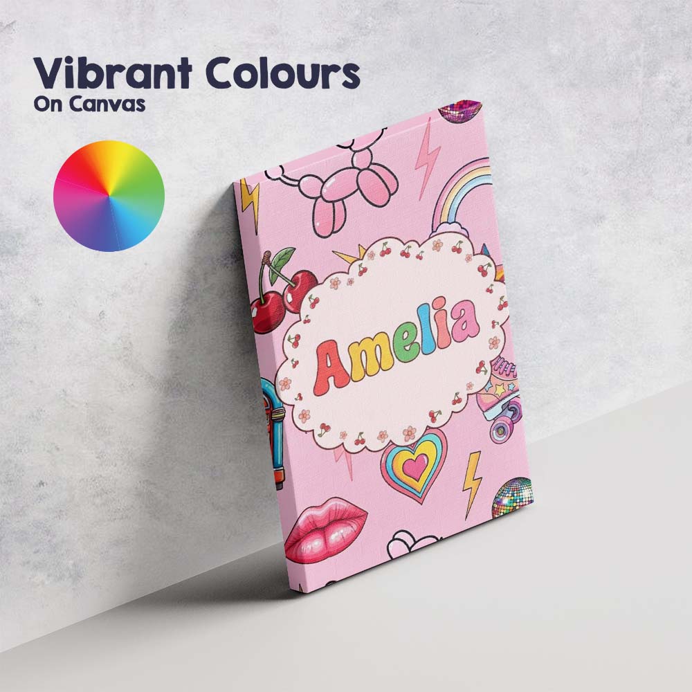 Personalised Name Gummy Bear Rainbow Roller Custom  Bespoke Interior Contemporary Canvas Wall Art Print Decor Picture Ready to Hang