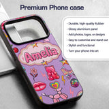 Gummy Bear Rainbow Roller Skate Purple Background Custom Name Protective Phone Case Mobile Cover Durable Everyday Smartphone Shock Resistant