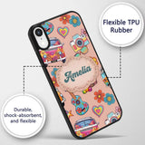Hippie Van Camera Guitar Floral Travel Peach Custom Name Protective Phone Case Mobile Cover Durable Everyday Smartphone Shock Resistant
