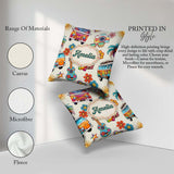 Custom Name Hippie Camera Guitar Floral Travel Cream Background Square Filled Cushion Throw Pillow Sofa Bed Home Decor Zip Washable UK Made