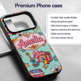 Hippie Van Camera Guitar Floral Printed Design Custom Name Protective Phone Case Mobile Cover Durable Everyday Smartphone Shock Resistant