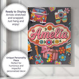 Personalised Name Hippie Van Camera Guitar Custom  Unique Gift Idea Elegant Feature Canvas Wall Art Print Decor Picture Ready to Hang