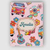 Personalised Name Hippie Van Guitar Floral Custom  Unique Gift Idea Elegant Feature Canvas Wall Art Print Decor Picture Ready to Hang