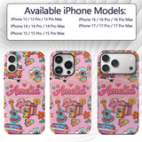 Hippie Van Guitar Floral Travel Printed Design Custom Name Protective Phone Case Mobile Cover Durable Everyday Smartphone Shock Resistant