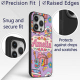 Hippie Van Guitar Floral Travel Purple Background Custom Name Protective Phone Case Mobile Cover Durable Everyday Smartphone Shock Resistant