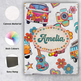 Personalised Name Hippie Van Camera Guitar Custom  Unique Gift Idea Elegant Feature Canvas Wall Art Print Decor Picture Ready to Hang