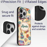 Hippie Camera Guitar Floral Travel Printed Design Custom Name Protective Phone Case Mobile Cover Durable Everyday Smartphone Shock Resistant