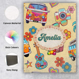 Personalised Name Hippie Camera Guitar Custom  Modern Room Accent Elegant Feature Canvas Wall Art Print Decor Picture Ready to Hang
