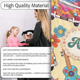 Hippie Camera Guitar Floral Travel Yellow Background Seamless  Personalised Custom Name Super Soft Fleece Blanket Bed Sofa Throw