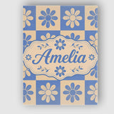 Personalised Name Daisy Flower Checkerboard Custom  Bespoke Interior Contemporary Canvas Wall Art Print Decor Picture Ready to Hang