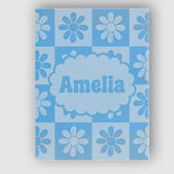 Personalised Name Daisy Flower Checkerboard Custom  Bespoke Interior Contemporary Canvas Wall Art Print Decor Picture Ready to Hang