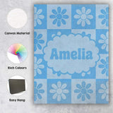 Personalised Name Daisy Flower Checkerboard Custom  Bespoke Interior Contemporary Canvas Wall Art Print Decor Picture Ready to Hang