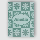 Personalised Name Daisy Flower Checkerboard Custom  Bespoke Interior Contemporary Canvas Wall Art Print Decor Picture Ready to Hang