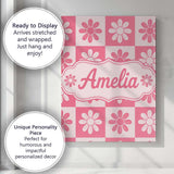 Personalised Name Daisy Flower Checkerboard Custom  Bespoke Interior Contemporary Canvas Wall Art Print Decor Picture Ready to Hang