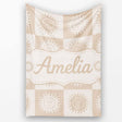 Sun Face Checkerboard Beige Cream Seamless Pattern Name Cute Unique  Personalised Custom Name Super Soft Fleece Blanket Bed Sofa Throw