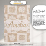 Sun Face Checkerboard Beige Cream Seamless Pattern Name Cute Unique  Personalised Custom Name Super Soft Fleece Blanket Bed Sofa Throw