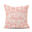 Custom Name Sun Face Checkerboard Peach Cream Seamless Name Cute Square Filled Cushion Throw Pillow Sofa Bed Home Decor Zip Washable UK Made