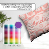 Custom Name Sun Face Checkerboard Peach Cream Seamless Name Cute Square Filled Cushion Throw Pillow Sofa Bed Home Decor Zip Washable UK Made