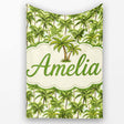Tropical Palm Tree Summer Beach Seamless Pattern on Cream Background  Personalised Custom Name Super Soft Fleece Blanket Bed Sofa Throw