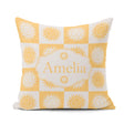 Custom Name Sun Face Checkerboard Yellow Grey Seamless Name Cute Square Filled Cushion Throw Pillow Sofa Bed Home Decor Zip Washable UK Made
