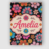 Personalised Name Cute Floral Flowers on Custom  Unique Gift Idea Elegant Feature Canvas Wall Art Print Decor Picture Ready to Hang