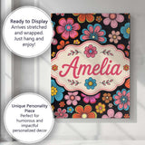 Personalised Name Cute Floral Flowers on Custom  Unique Gift Idea Elegant Feature Canvas Wall Art Print Decor Picture Ready to Hang