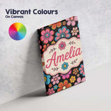 Personalised Name Cute Floral Flowers on Custom  Unique Gift Idea Elegant Feature Canvas Wall Art Print Decor Picture Ready to Hang