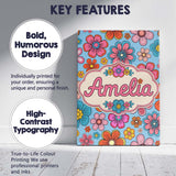 Personalised Name Cute Floral Flowers on Custom  Unique Gift Idea Elegant Feature Canvas Wall Art Print Decor Picture Ready to Hang
