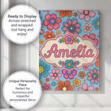 Personalised Name Cute Floral Flowers on Custom  Unique Gift Idea Elegant Feature Canvas Wall Art Print Decor Picture Ready to Hang
