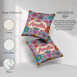Custom Name Floral Flowers on Mint Green Background Pattern Name Square Filled Cushion Throw Pillow Sofa Bed Home Decor Zip Washable UK Made