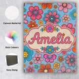 Personalised Name Cute Floral Flowers on Custom  Unique Gift Idea Elegant Feature Canvas Wall Art Print Decor Picture Ready to Hang