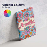 Personalised Name Cute Floral Flowers on Custom  Unique Gift Idea Elegant Feature Canvas Wall Art Print Decor Picture Ready to Hang