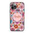 Cute Floral Flowers on Blush Pink Background Custom Name Protective Phone Case Mobile Cover Durable Everyday Smartphone Shock Resistant