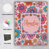 Personalised Name Cute Floral Flowers on Custom  Unique Gift Idea Elegant Feature Canvas Wall Art Print Decor Picture Ready to Hang