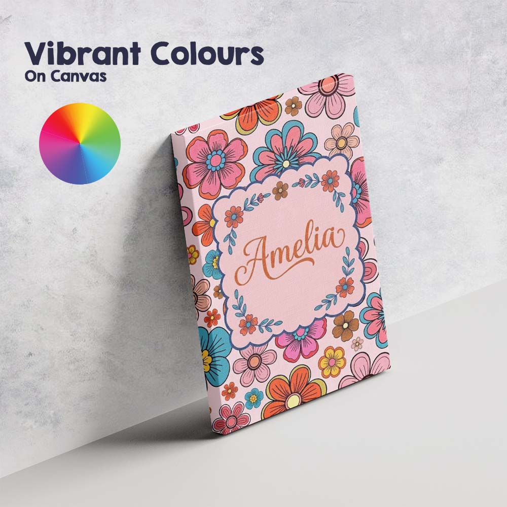 Personalised Name Cute Floral Flowers on Custom  Unique Gift Idea Elegant Feature Canvas Wall Art Print Decor Picture Ready to Hang