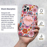 Cute Floral Flowers on Blush Pink Background Custom Name Protective Phone Case Mobile Cover Durable Everyday Smartphone Shock Resistant