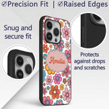 Cute Floral Flowers on Light Grey Background Custom Name Protective Phone Case Mobile Cover Durable Everyday Smartphone Shock Resistant