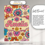 Cute Floral Flowers on Warm Beige Background Seamless Pattern Name  Personalised Custom Name Super Soft Fleece Blanket Bed Sofa Throw