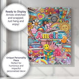 Personalised Name Cute Hippie Van Rainbow Custom  Unique Gift Idea Elegant Feature Canvas Wall Art Print Decor Picture Ready to Hang
