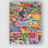 Personalised Name Cute Hippie Van Rainbow Custom  Unique Gift Idea Elegant Feature Canvas Wall Art Print Decor Picture Ready to Hang