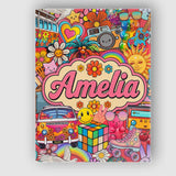 Personalised Name Cute Hippie Van Rainbow Custom  Unique Gift Idea Elegant Feature Canvas Wall Art Print Decor Picture Ready to Hang