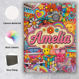 Personalised Name Cute Hippie Van Rainbow Custom  Unique Gift Idea Elegant Feature Canvas Wall Art Print Decor Picture Ready to Hang