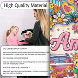 Cute Hippie Van Rainbow Toys Collage Cream Background Seamless  Personalised Custom Name Super Soft Fleece Blanket Bed Sofa Throw