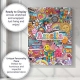 Personalised Name Cute Hippie Van Rainbow Custom  Unique Gift Idea Elegant Feature Canvas Wall Art Print Decor Picture Ready to Hang