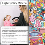 Cute Hippie Van Rainbow Toys Collage Beige Background Seamless  Personalised Custom Name Super Soft Fleece Blanket Bed Sofa Throw