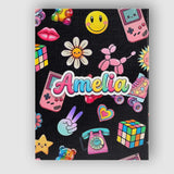Personalised Name Cute Kawaii Toys Black Custom  Unique Gift Idea Elegant Feature Canvas Wall Art Print Decor Picture Ready to Hang