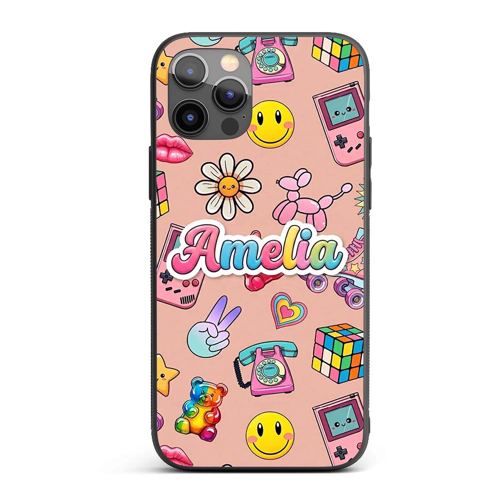 Toys Smiley Roller Skate Beige Printed Design Custom Name Protective Phone Case Mobile Cover Durable Everyday Smartphone Shock Resistant